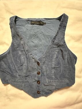 House of Harlow 1960 Blue Corduroy Button-Front Cardigan Vest